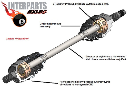 Complete axle Extreme Yamaha Grizzly 550 700 2007-14 AB8-YA-8-300