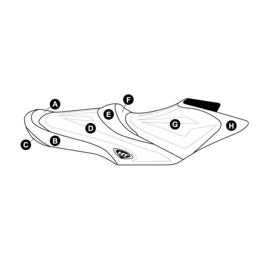 Individualus „Hydro-Turf“ sėdynės dangtis „Seadoo GTR 215 / GTI SE 130 / GTI SE 155 / GTI Ltd 155“ (12-16)